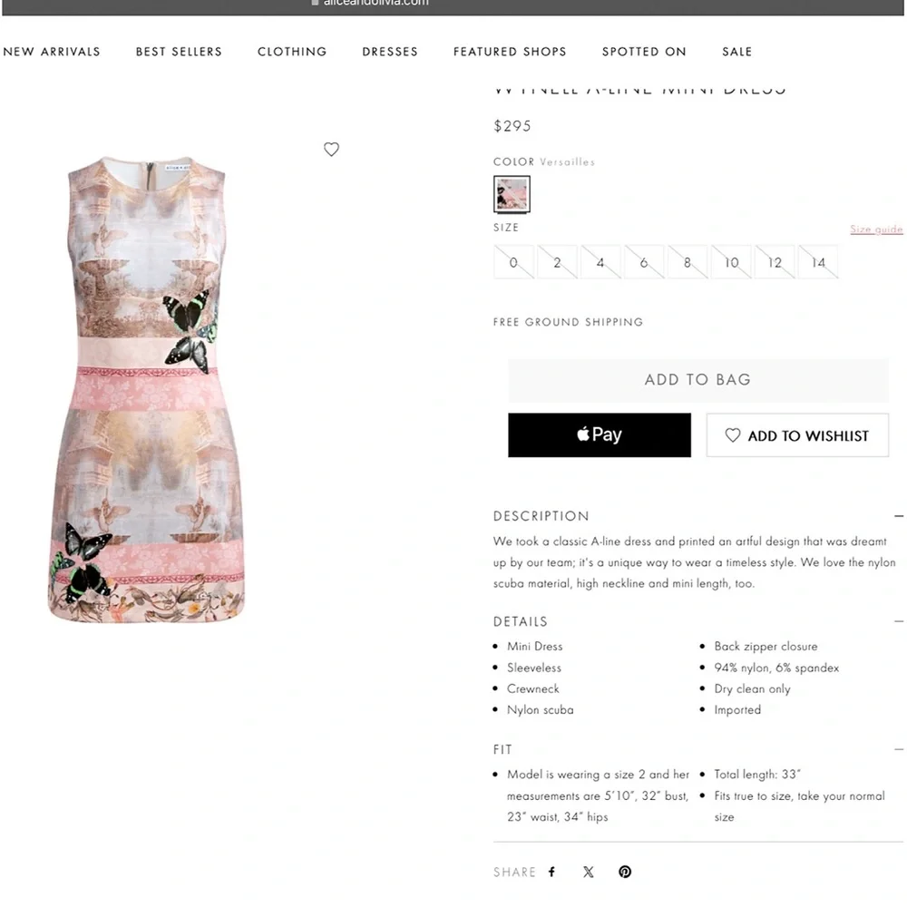 Alice + Olivia Wynell Fitted Versailles Pink Multi A-Line Mini Dress
